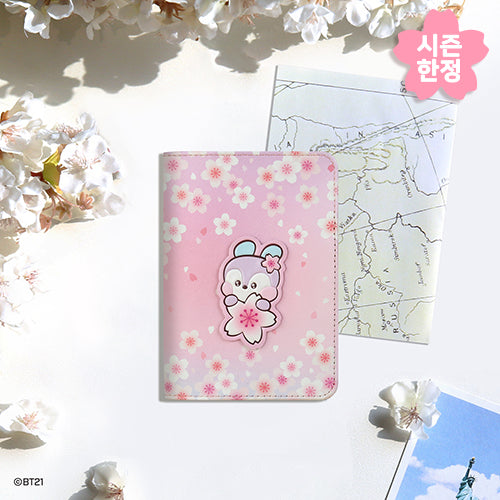 BT21 | 2024 CHERRY BLOSSOM | LEATHER PATCH PASSPORT COVER SMALL