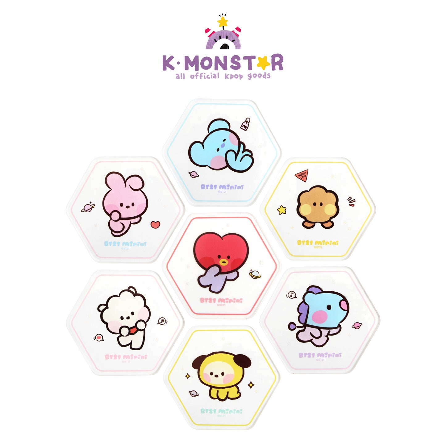 BT21 | minini | HEXAGON ACRYLIC COASTER