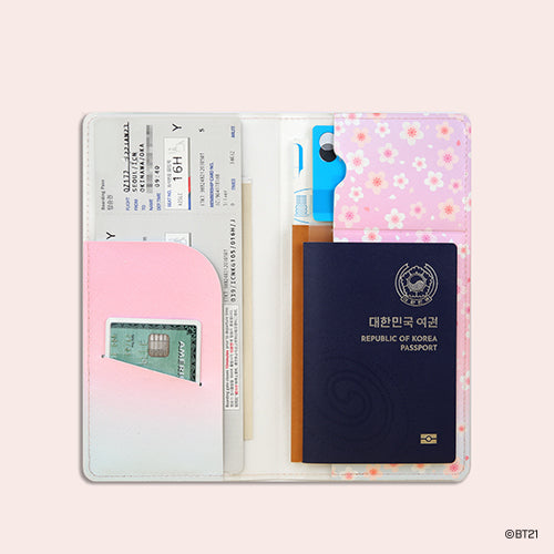 BT21 | 2024 CHERRY BLOSSOM | LEATHER PATCH PASSPORT COVER LARGE