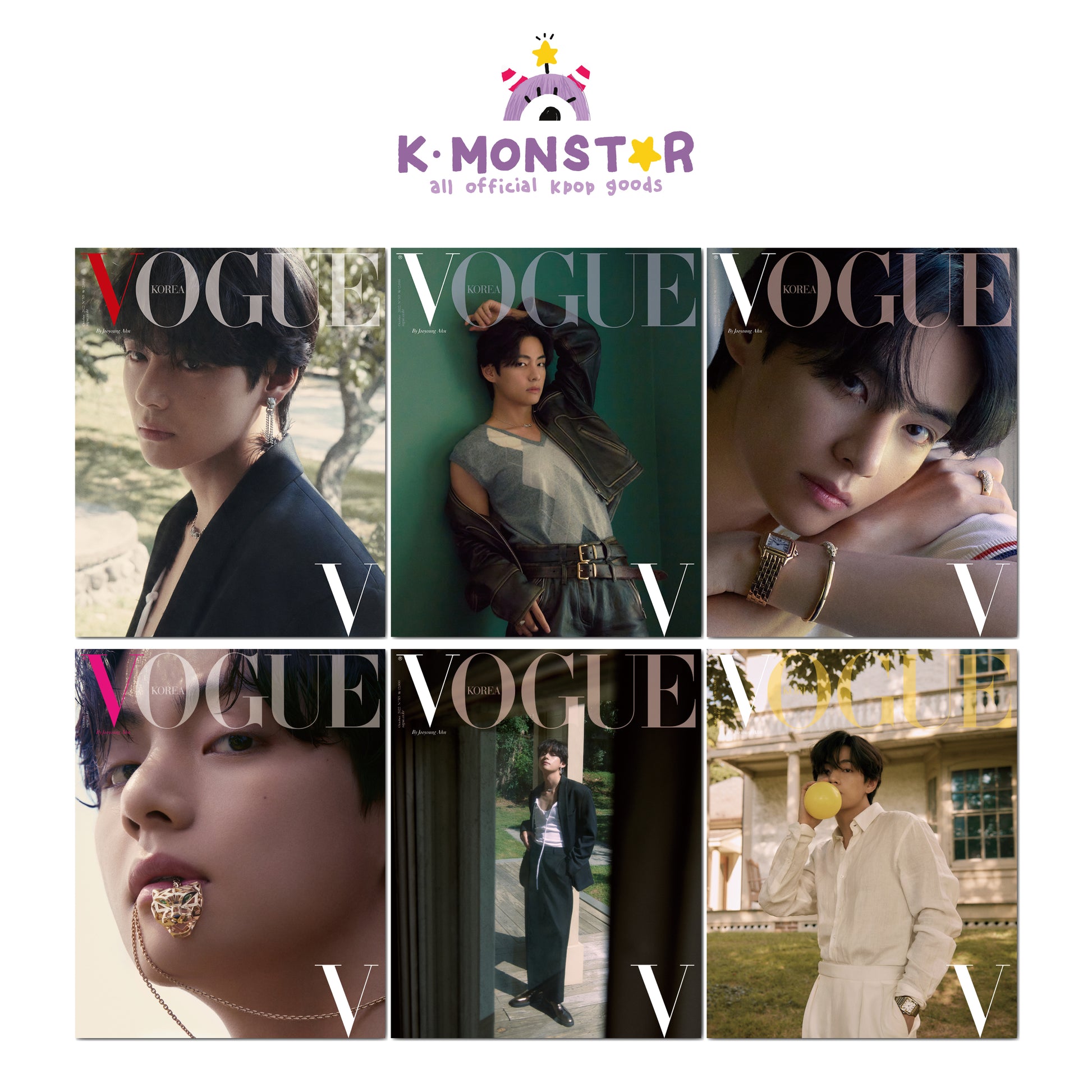 BTS V Vogue Korea Magazine 2022 October cover D,E,F Random ver.